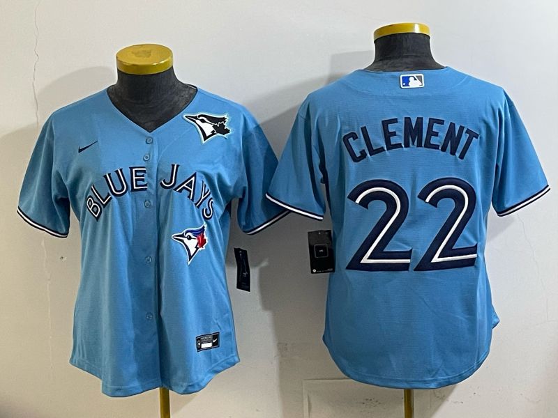 Women 2025 Nike Toronto Blue Jays #22 Clement Light Blue Game MLB Jersey 02